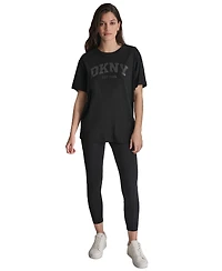 Dkny Sport Women's Varsity Satin Logo Oversized Cotton T-Shirt