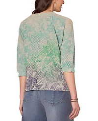 Democracy Petite Printed Dolman-Sleeve Sweater
