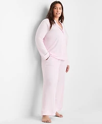 State of Day Women's 2-Pc. Packaged Ribbed Notched-Collar Pajamas Set Xs-3X, Created for Macy's