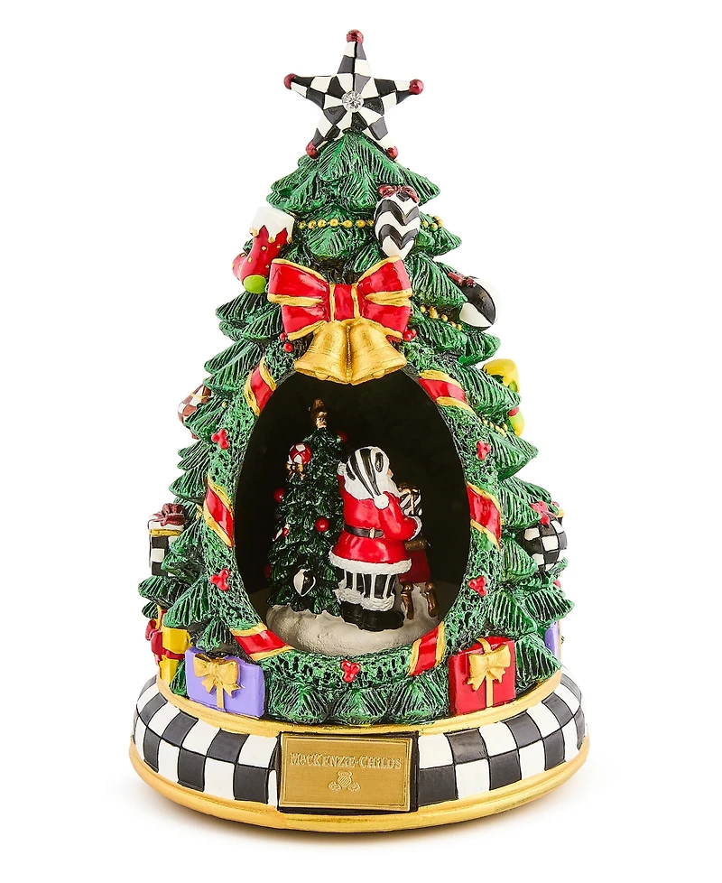 MacKenzie-Childs Courtly Check Christmas Tree Santa Musical Display