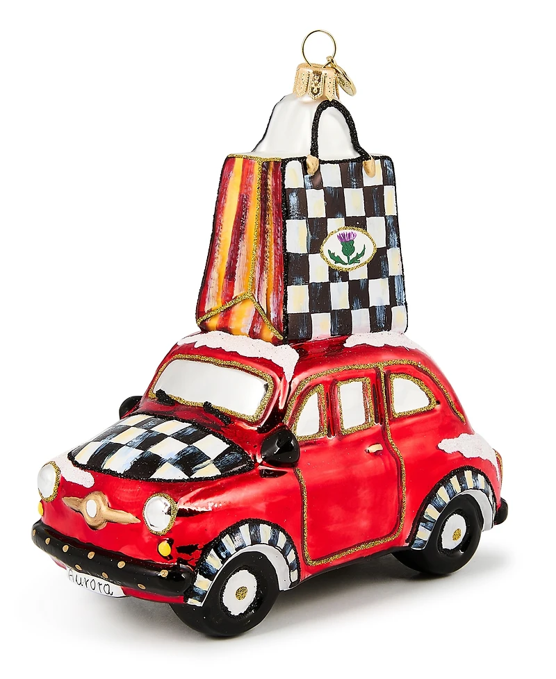MacKenzie-Childs Christmas Shopping Car Ornament