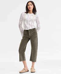 Free People Women's Button-Front Long Sleeve Lace Top