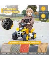 Gymax Cat Licensed Kids Ride on Atv with Horn Sound Led Headlight Foot Pedal
