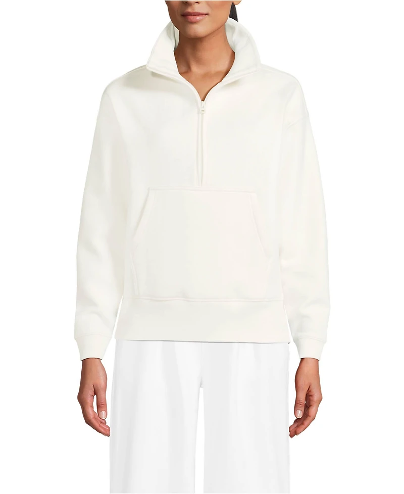 Lands' End Women's Serious Sweats Relaxed Long Sleeve Half Zip Sweatshirt - Set Top