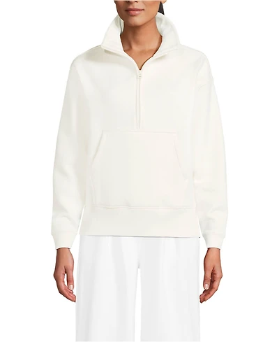 Lands' End Women's Serious Sweats Relaxed Long Sleeve Half Zip Sweatshirt - Set Top