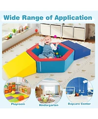 3 Pcs Baby Foam Climbing Blocks with Ball Pit Triangle Stair 100 Ocean Balls