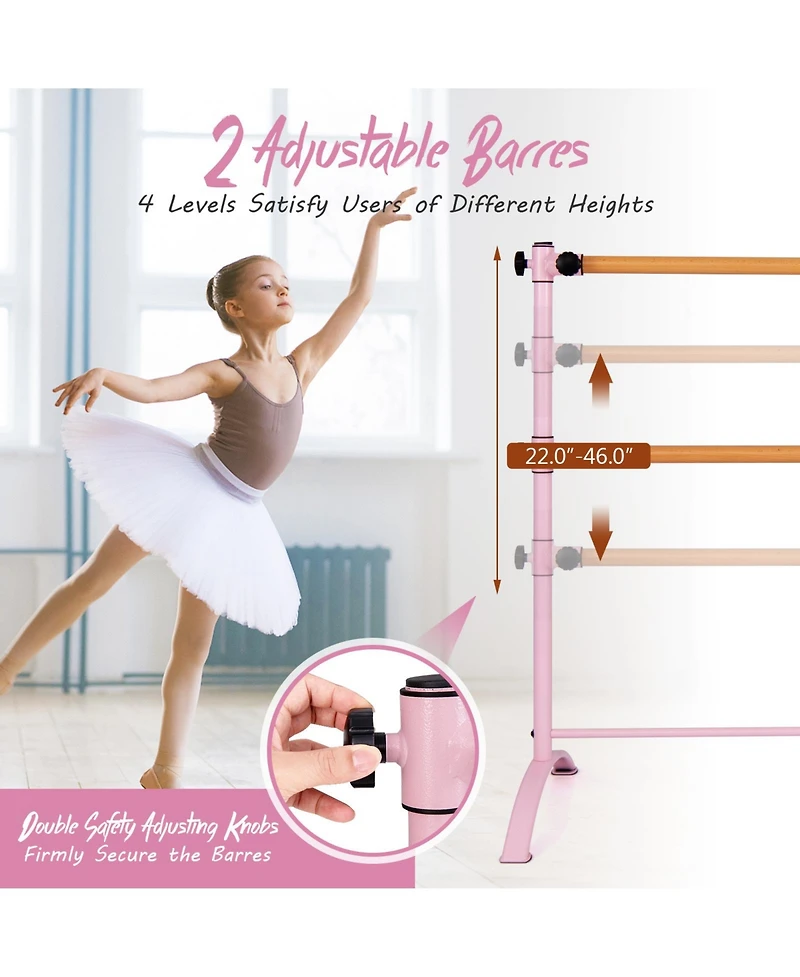 Akiudex 4 Ft Portable Freestanding Double Ballet Barre
