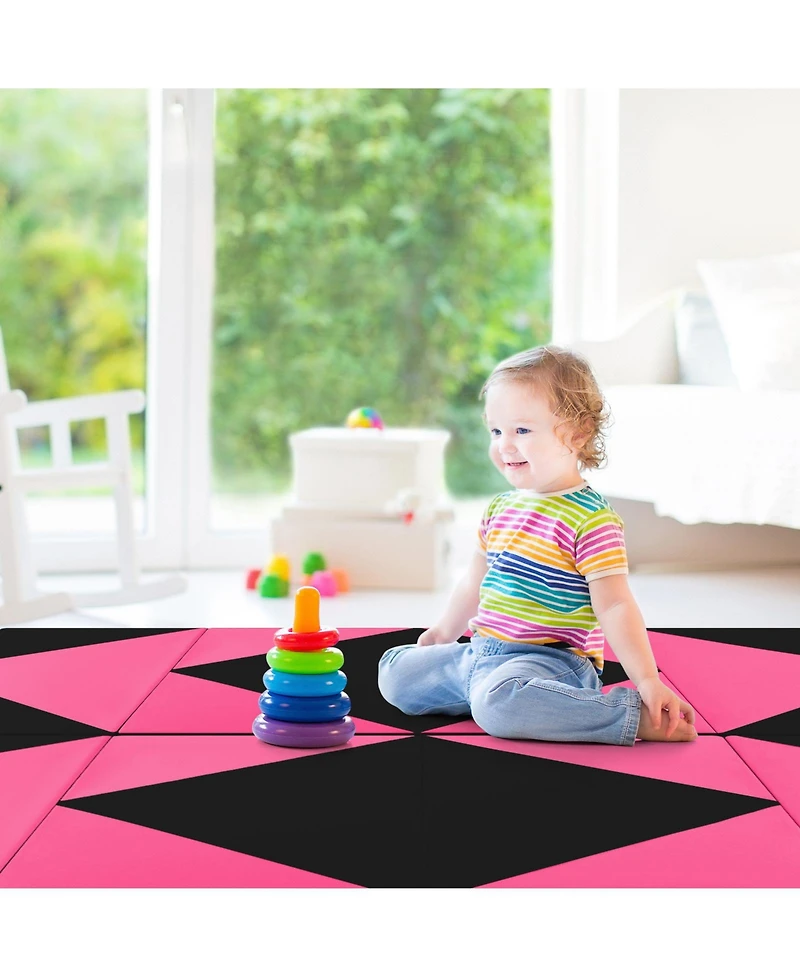 Akiudex 8 Ft Pu Leather Folding Gymnastics Mat with Hook and Loop Fasteners