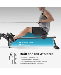 Sunny Health & Fitness Premium Smart Magnetic Air Rower, 300LB Weight Capacity, Free SunnyFit App w/ Bluetooth