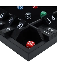 Pacific Shore Games 4 Player Shut the Box Dice Board Game with Black Stained Wood - 12 in