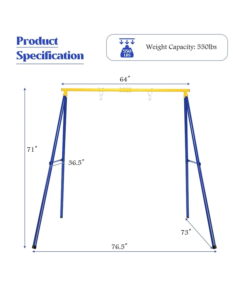 Gymax Extra Large Heavy Duty A-Frame Steel Swing Stand All-Steel Metal Swing Frame