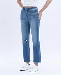 Flying Monkey Women's Mid Rise Crop Straight Jeans