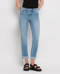 Flying Monkey Women's Mid Rise Cuffed Slim Straight Jeans