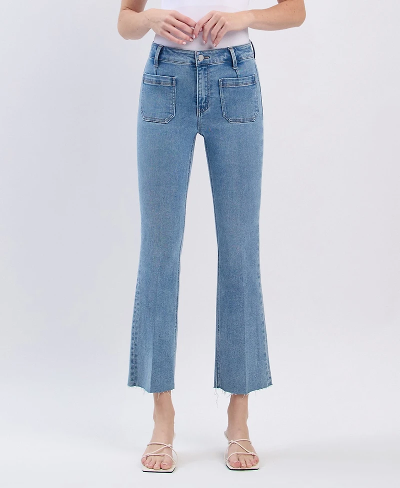 Flying Monkey Women's High Rise Crop Flare Jeans