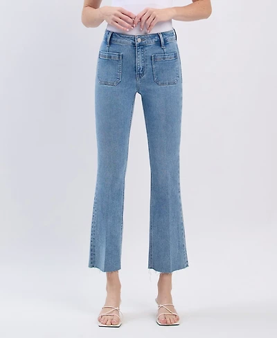 Flying Monkey Women's High Rise Crop Flare Jeans
