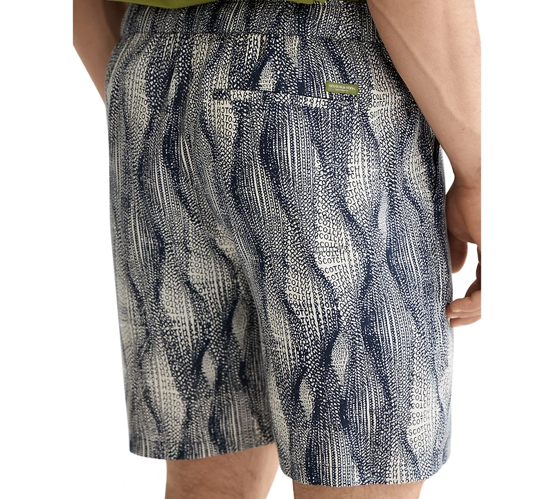 Scotch & Soda Men's Relaxed Fit Marble Print 7.5" Bermuda Shorts