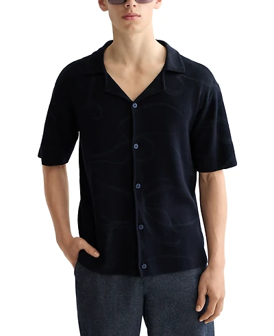 Scotch & Soda Men's Short Sleeve Tonal Jacquard Button-Front Shirt