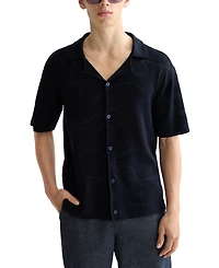 Scotch & Soda Men's Short Sleeve Tonal Jacquard Button-Front Shirt