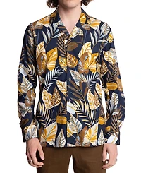 Paisley & Gray Men's Slim Fit Long Sleeve Foliage Print Button-Front Camp Shirt