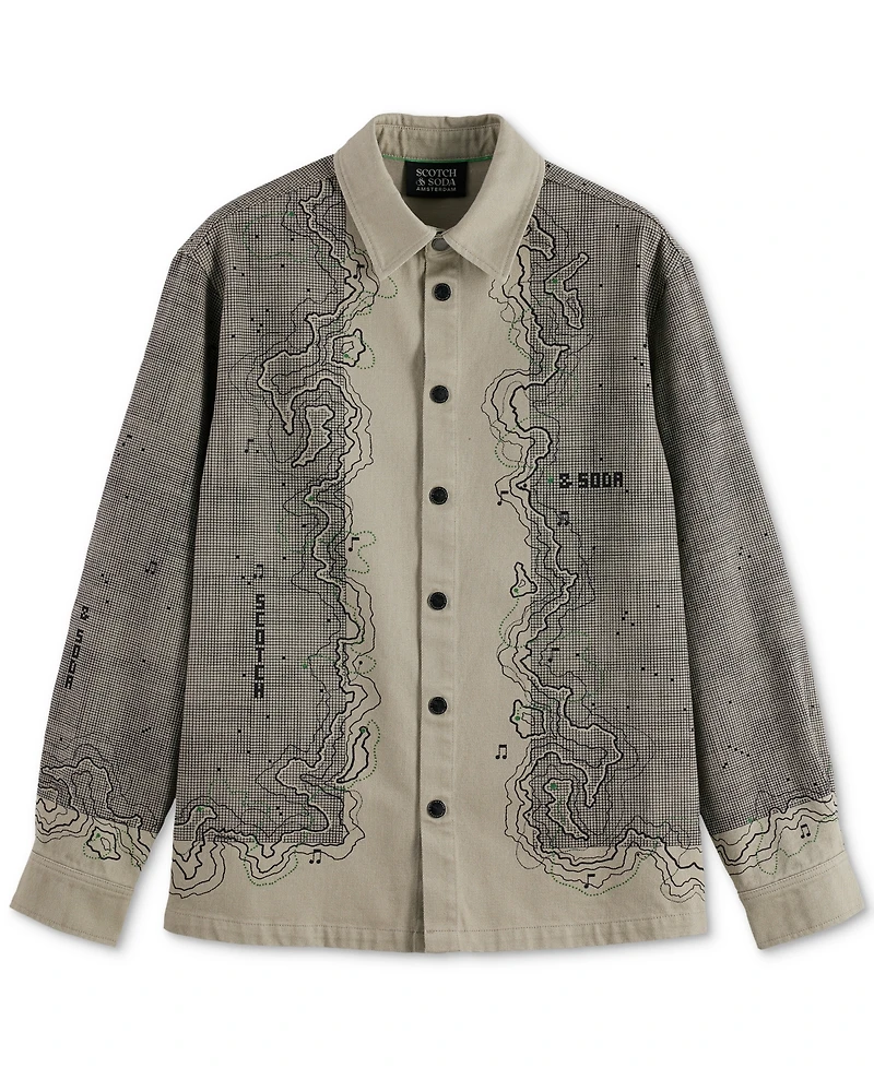 Scotch & Soda Men's Relaxed Fit Long Sleeve Graphic Overshirt