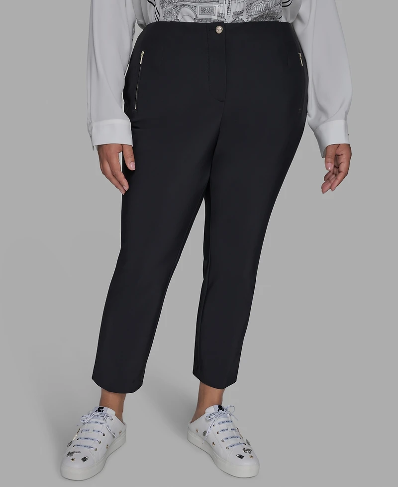 Karl Lagerfeld Paris Plus Zip-Pocket Slim Pants