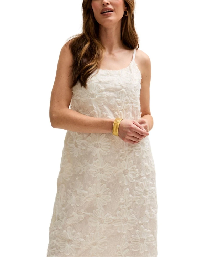 Lily and Lionel London Women's Spaghetti Strap Ribbon Work Midi Dress