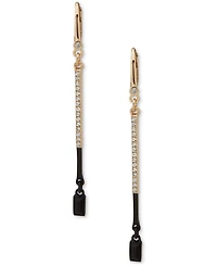 Dkny Gold-Tone Black Pave Linear Drop Earrings