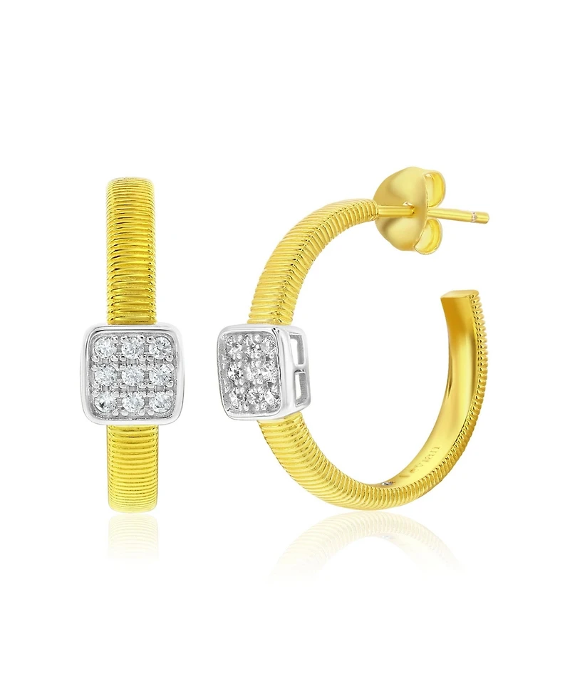 Suzy Levian Golden Helix Sterling Silver & Cubic Zirconia Pave Coil Huggie Hoop Earrings