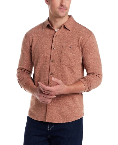Weatherproof Vintage Men's Long Sleeve Heathered Button-Front Shirt