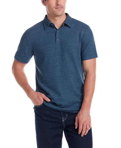 Weatherproof Vintage Men's Short Sleeve Stretch Waffle-Knit Polo Shirt