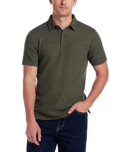 Weatherproof Vintage Men's Short Sleeve Stretch Waffle-Knit Polo Shirt