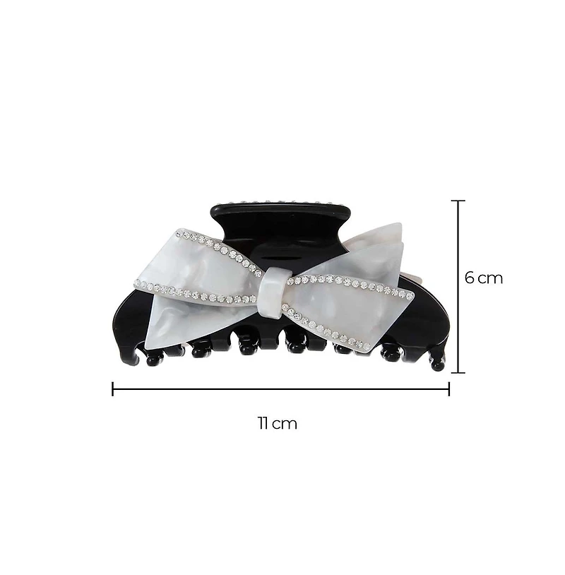 White & Black Bow Medium Claw Clip By Adina Eden