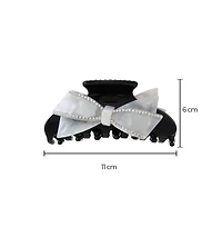 White & Black Bow Medium Claw Clip By Adina Eden