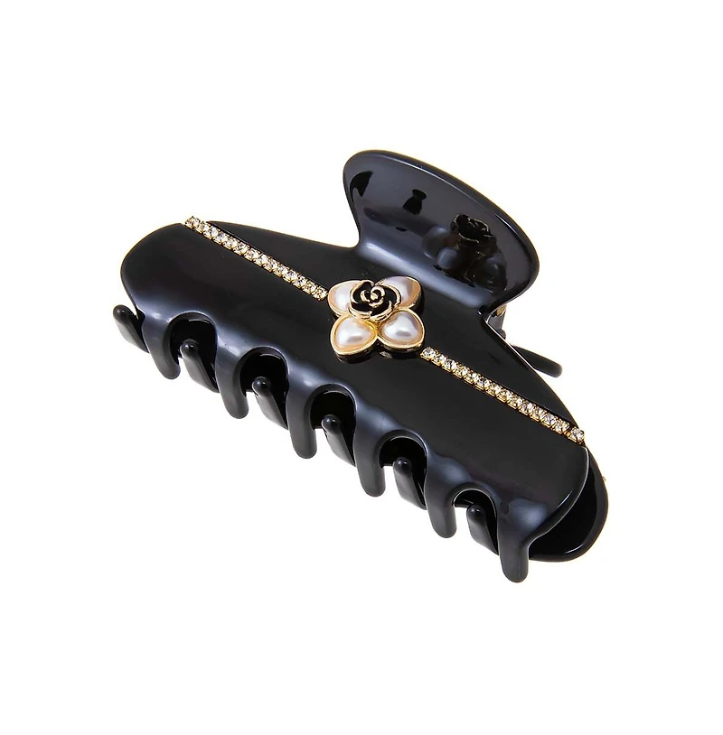 Pearl Flower W/ Rhinestone Large Claw Clip By Adina Eden