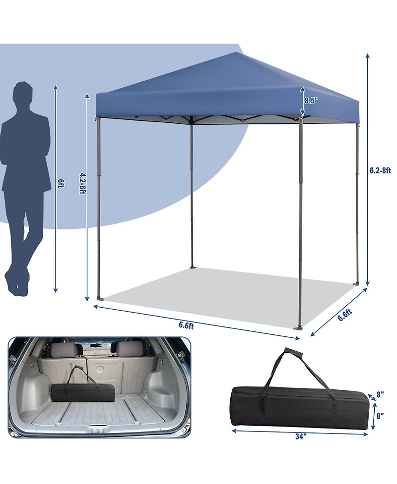 Gymax Patio 6.6 x 6.6ft Outdoor Pop-up Canopy Tent Upf 50+ Portable Sun Shelter