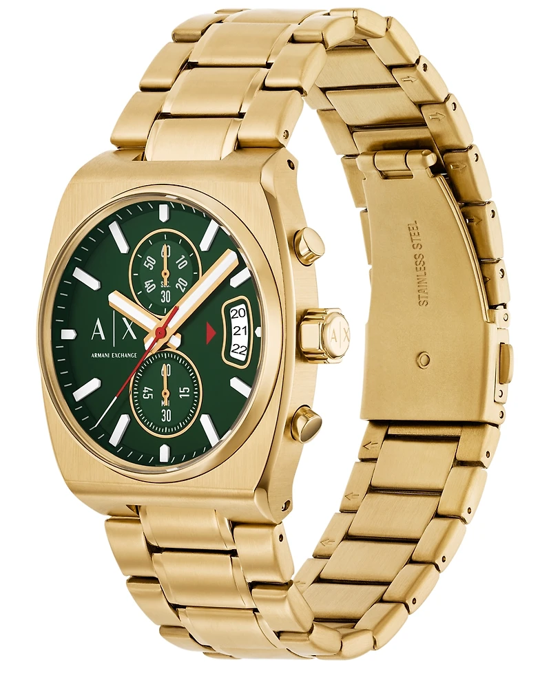 A|X Armani Exchange Men's Quartz Chronograph Gold Stainless Steel Watch, 40mm