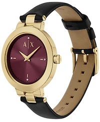 A|X Armani Exchange Women's Quartz Two-Hand Black Leather Watch, 36mm