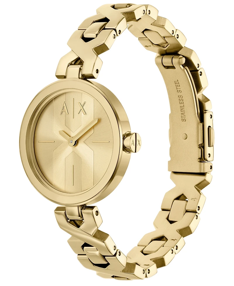 A|X Armani Exchange Women's Quartz Two-Hand Gold Stainless Steel Watch, 32mm