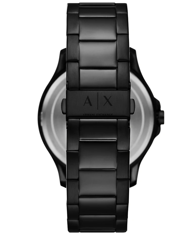 A|X Armani Exchange Men's Quartz Three-Hand Date Black Stainless Steel Watch, 46mm