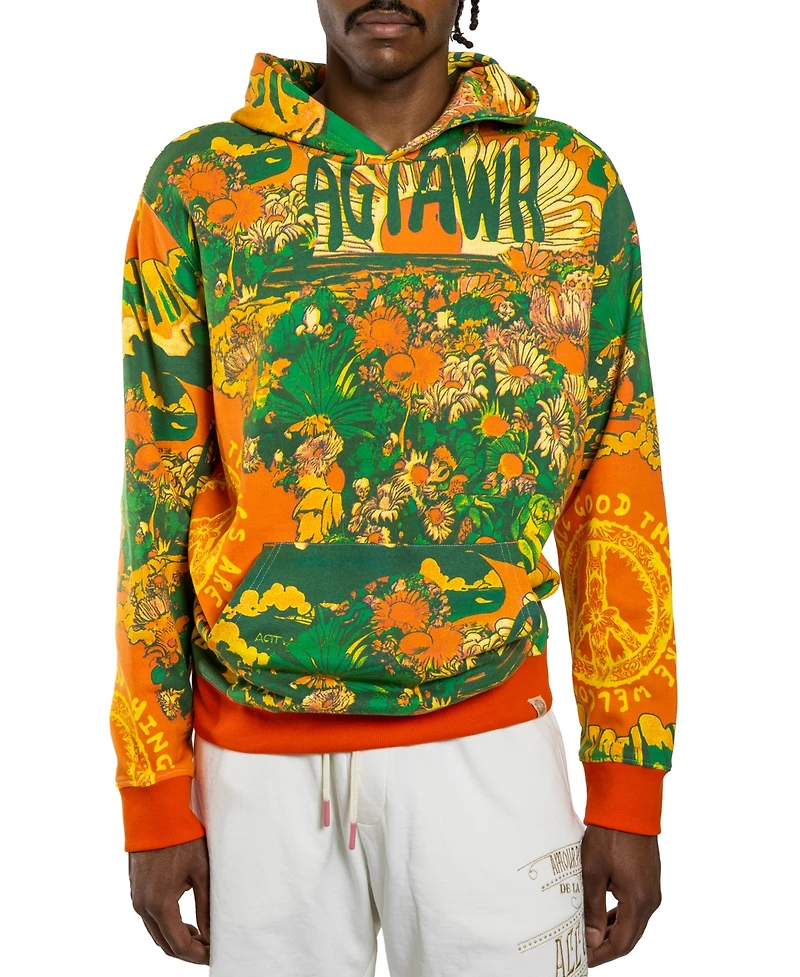 All Good Things Are Welcome Here Men's Floral Hoodie