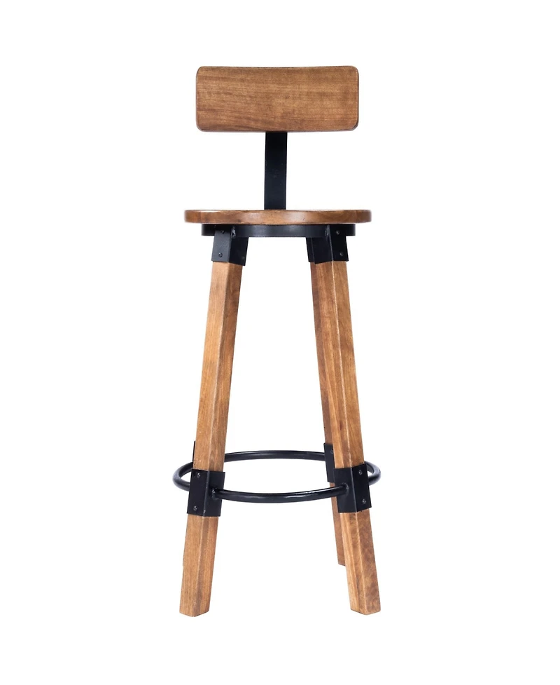 Solid Wood and Iron Bar Chair for Kitchen Island and Counter Seating