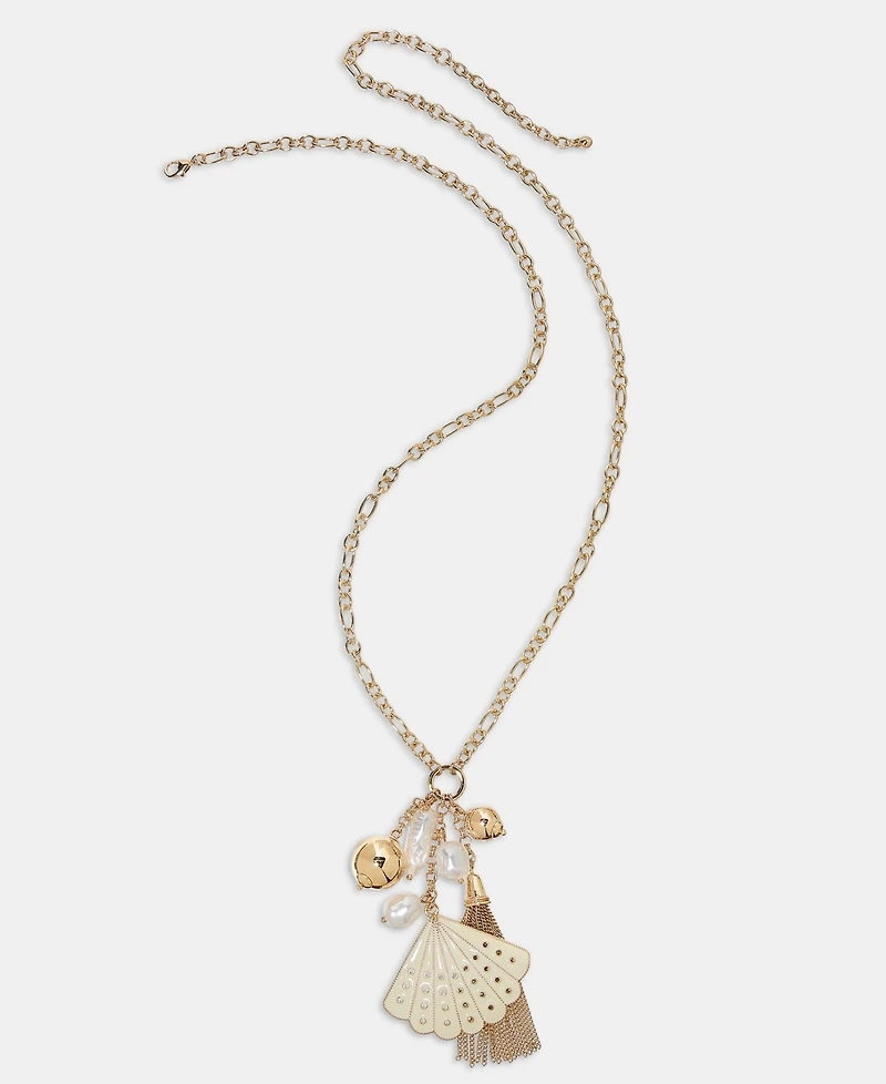 Gold-Tone Imitation Shell & Pearl Charm Long Necklace, 28" + 2" extender - Macy's Exclusive - On 34th | Alix Friedberg Capsule Collection