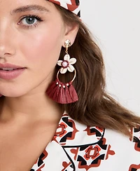 Gold-Tone Raffia Imitation Shell Floral Drop Earrings - Macy's Exclusive - On 34th | Alix Friedberg Capsule Collection