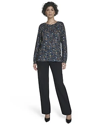Calvin Klein Women's Printed Georgette Long-Sleeve Blouse