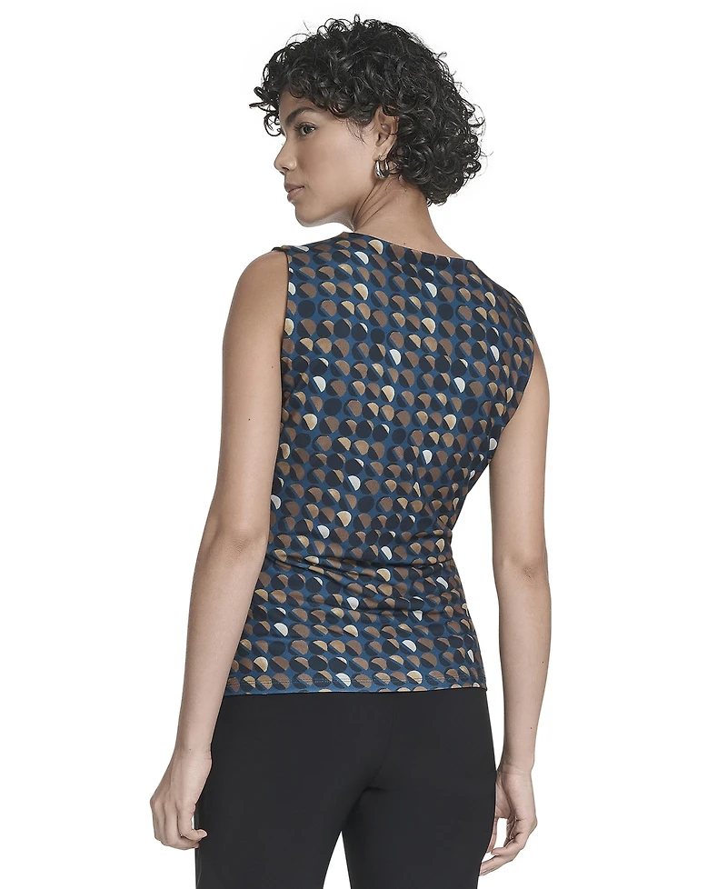 Calvin Klein Women's Printed Surplice-Neck Ruched Blouse