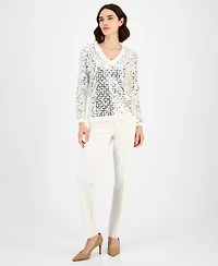 Anne Klein Women's Zig-Zag Sequin Sweater