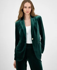 Anne Klein Women's Velvet One-Button Notch-Collar Jacket