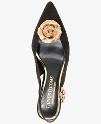 Things Ii Come Women's Leza Luxurious Slingback Block-Heel Ballet Pumps