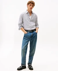 Tommy Hilfiger Men's Pigment-Dyed Stripe Linen Button Up Shirt