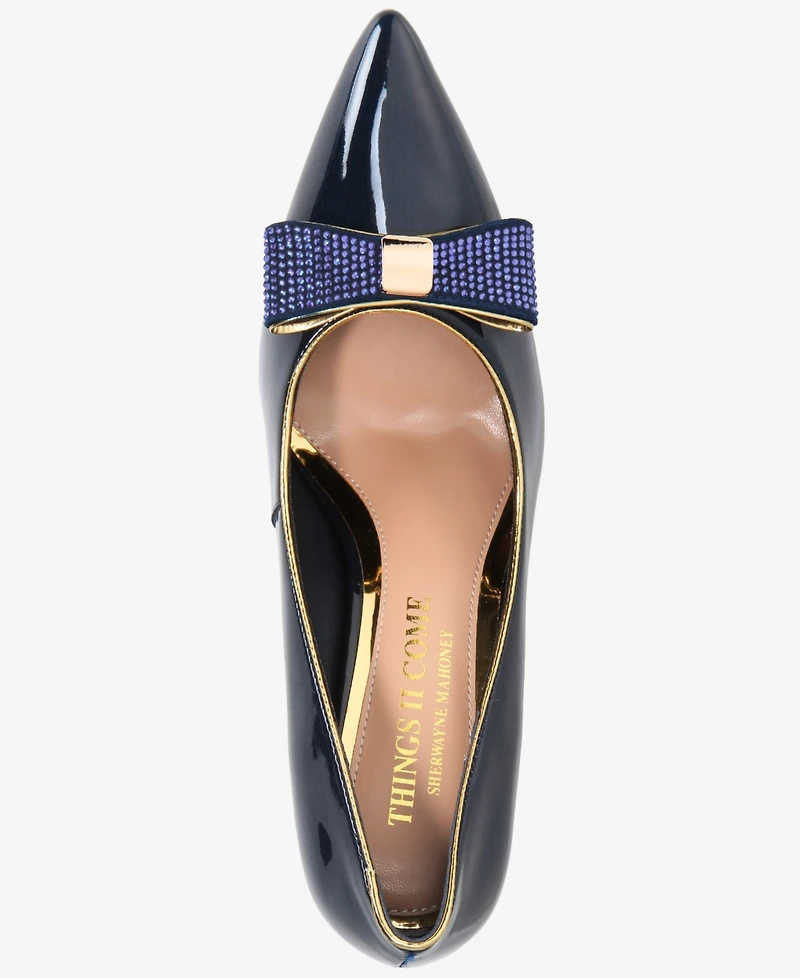 Things Ii Come Women's Soho Luxurious Crystal Double Bow Pumps